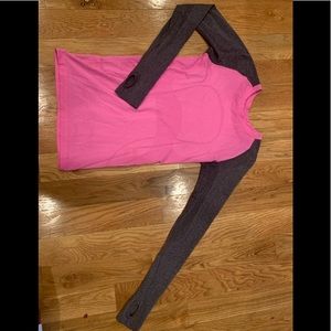 Lululemon pink and grey long sleeve baseball shirt